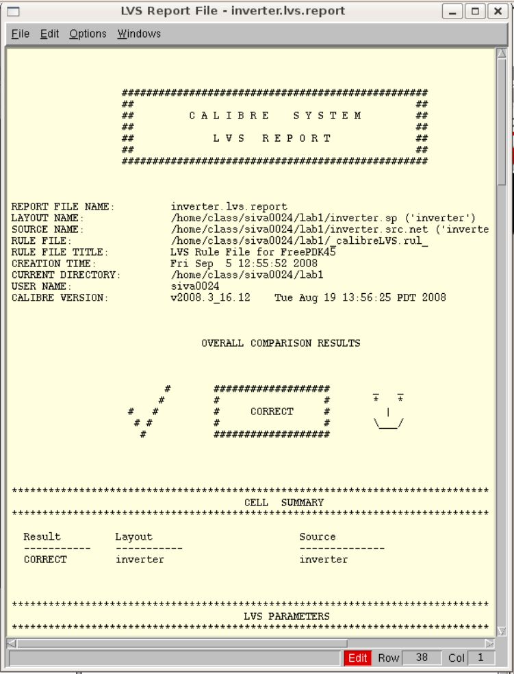 Sample Lvs Program Form EE5323 VLSI Design I using Cadence